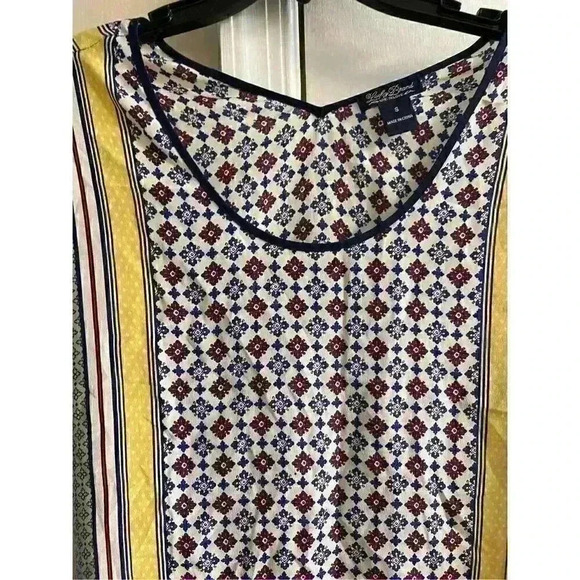 Lucky brand 100% Silk Color Block Shirt Sleeve Blouse, Small - Picture 2 of 6